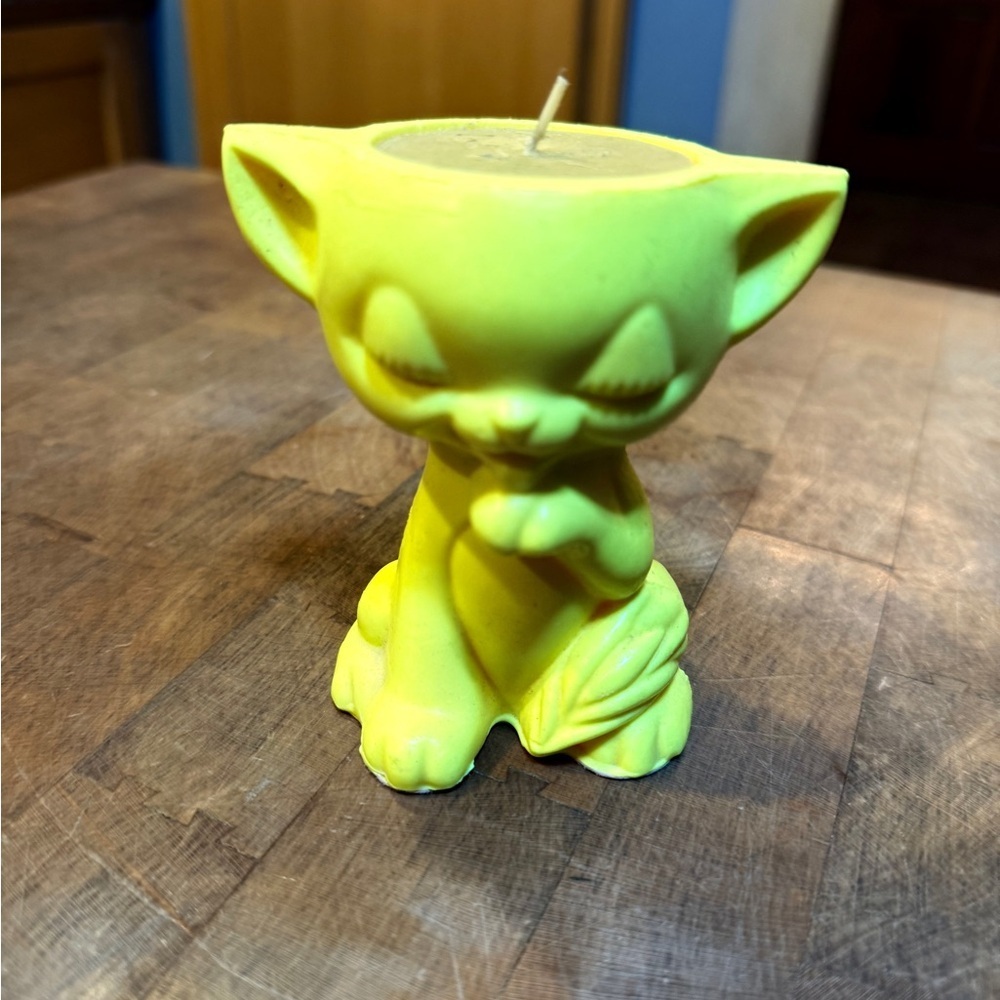 Vintage Catnip Avon Yellow Cat Candle